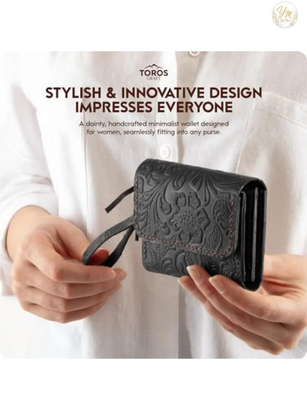 Handmade Genuine Leather Wristlet Wallet Women Western Floral Card Holder